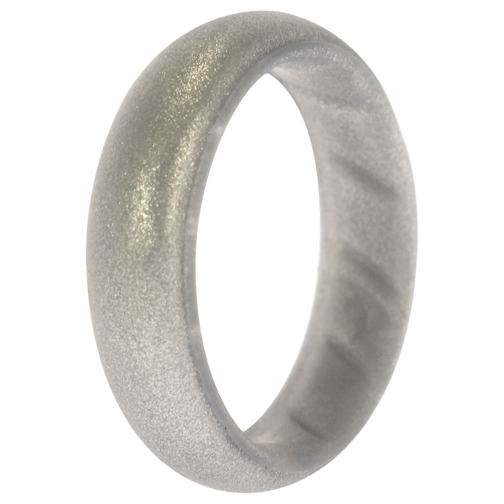 Silicone Wedding BR Solid Ring - Basic-Silver by ROQ for Women - 8 mm Ring